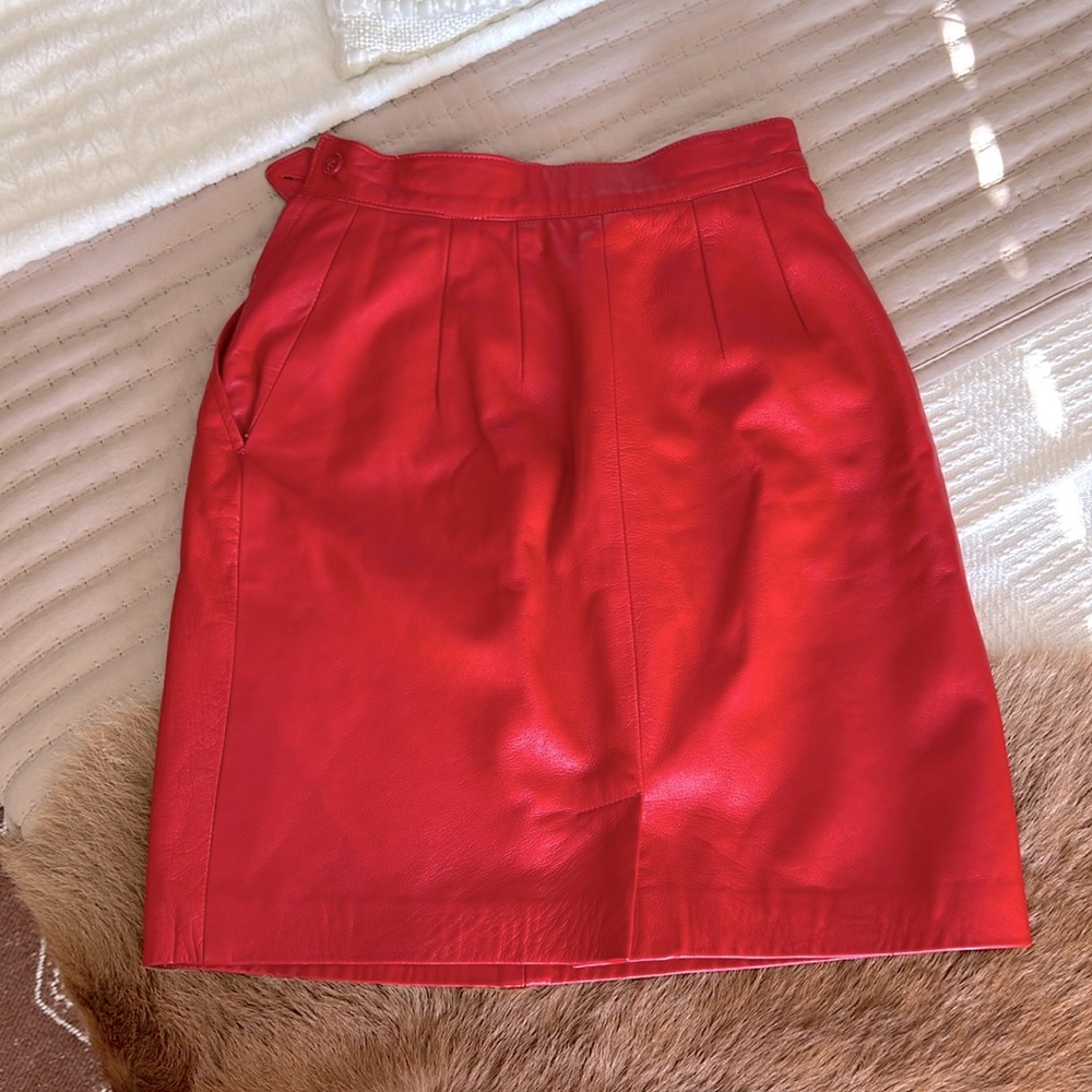 Vintage Lipstick Red Mini Skirt with Pockets